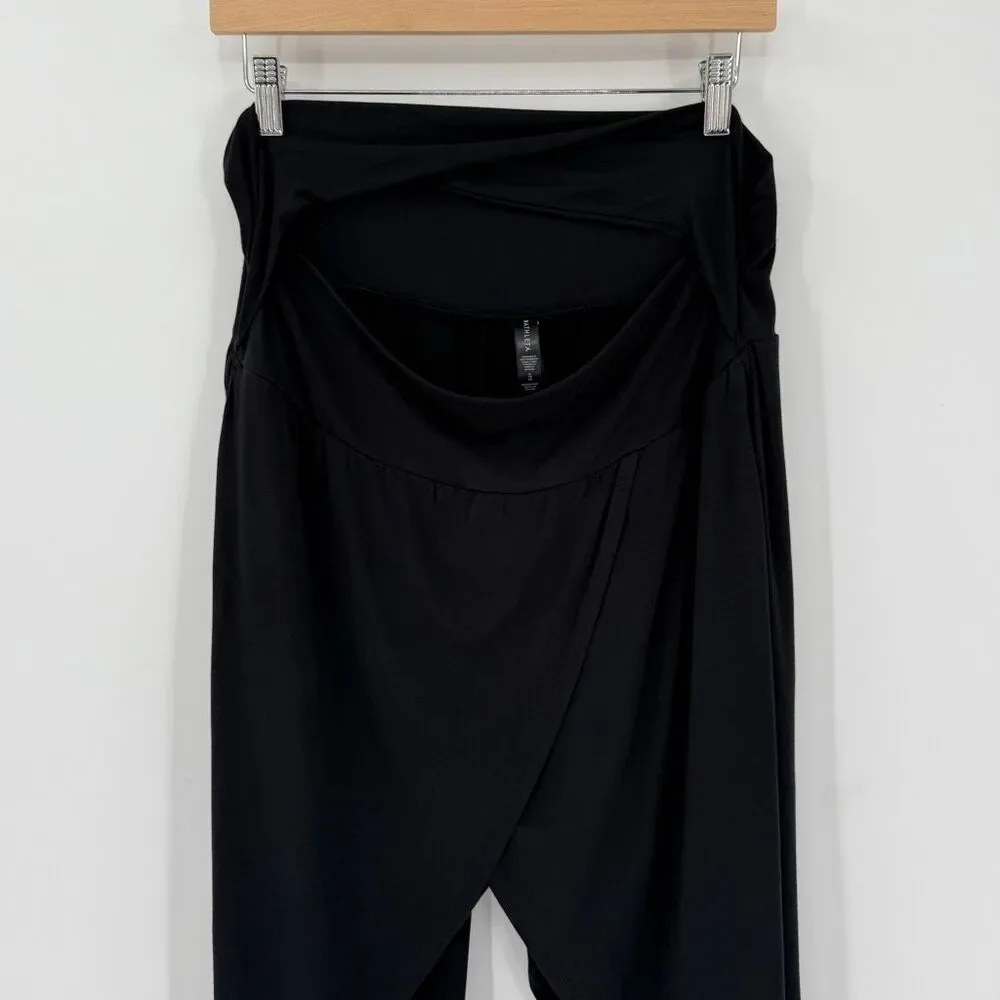 Athleta Release Pant Black‎ XL Modal Wrap Front Split Leg Yoga Lounge Pants
